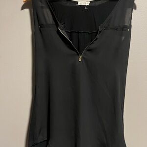 Ardene Black Zip-Front Blouse